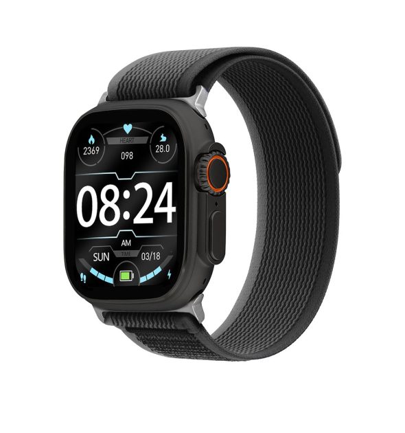 Ανδρικό smartwatch σε μαύρο χρώμα με αθλητικό design και ψηφιακή οθόνη.